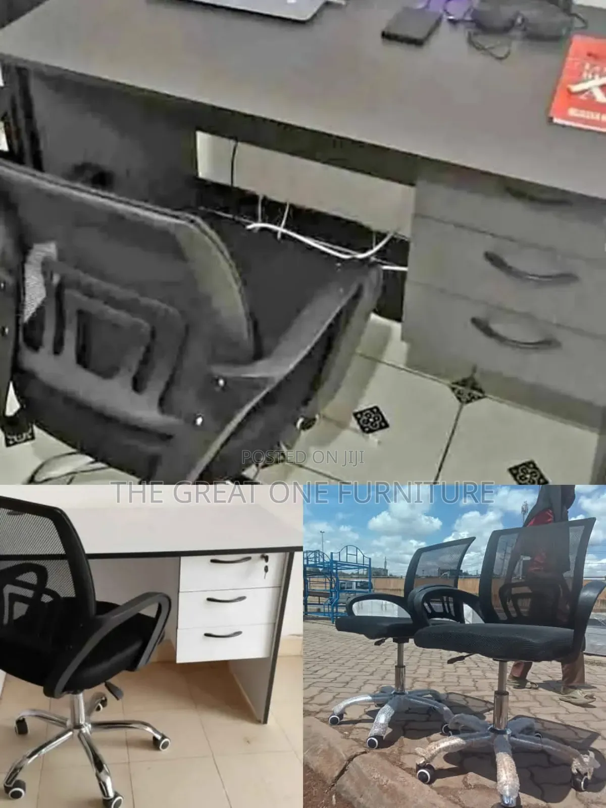 Gray Office Desk 1m With Mesh Secretarial Chair Aq9yf