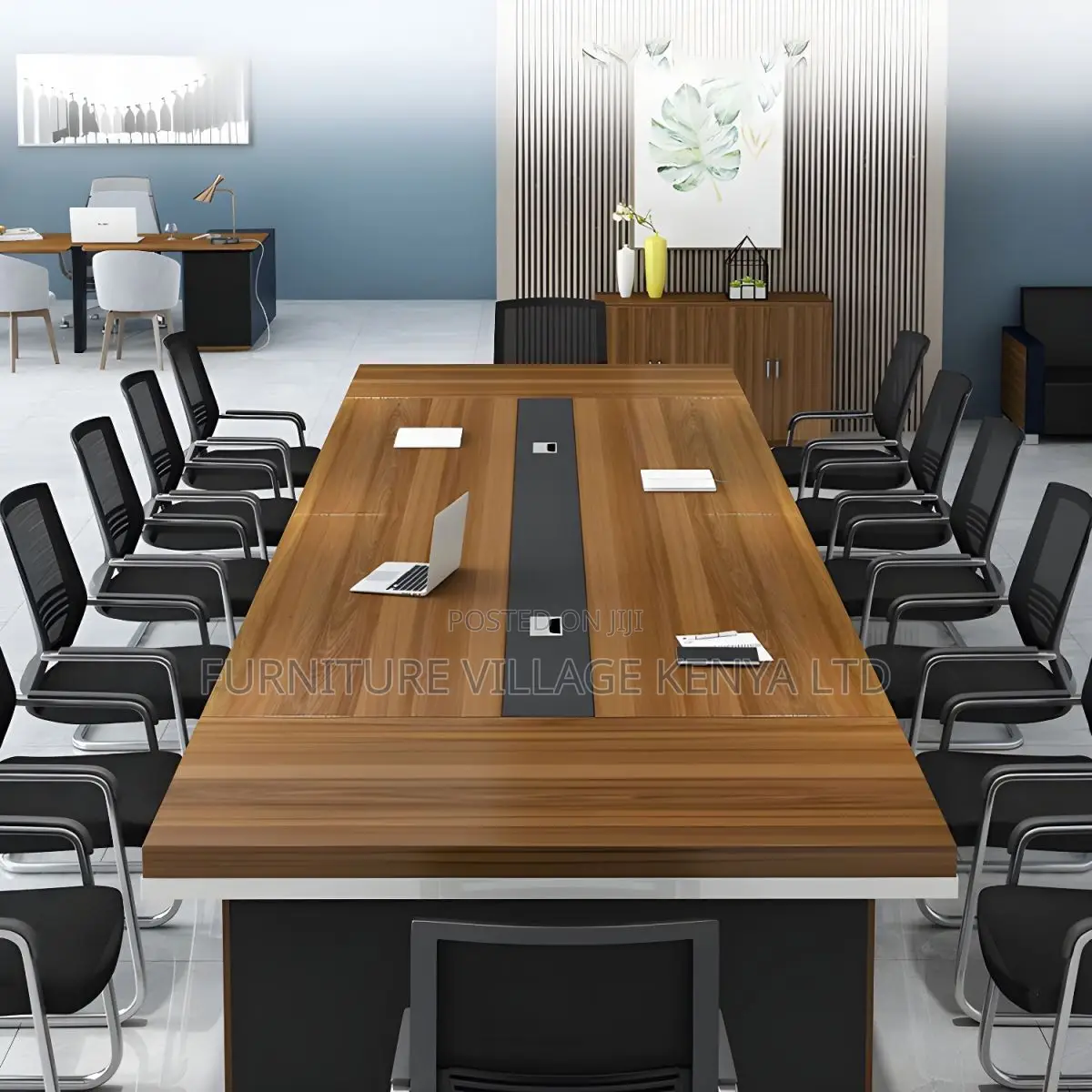Boardroom Tables:3-Meter Brown Work Table for Office Meeting