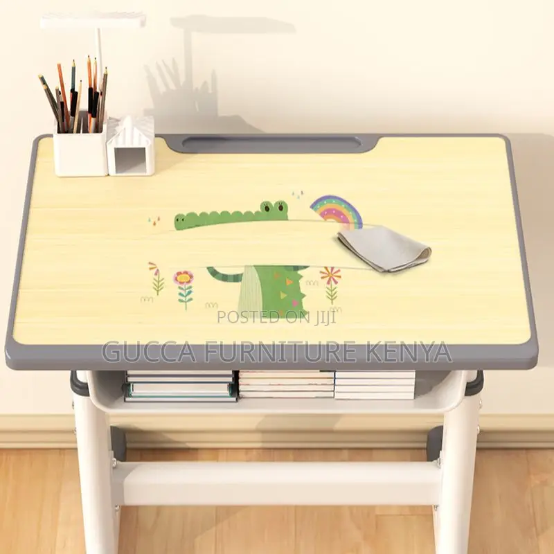 Kids Furniture:Light Gray Height-adjustable Kids School Desk