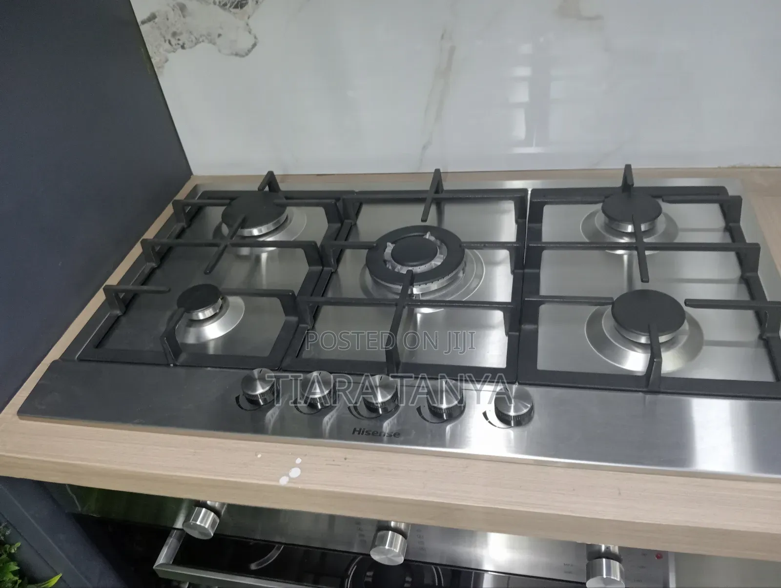 Hisense 5 Burner With 1 Wok Gas Hob Silver 90cm