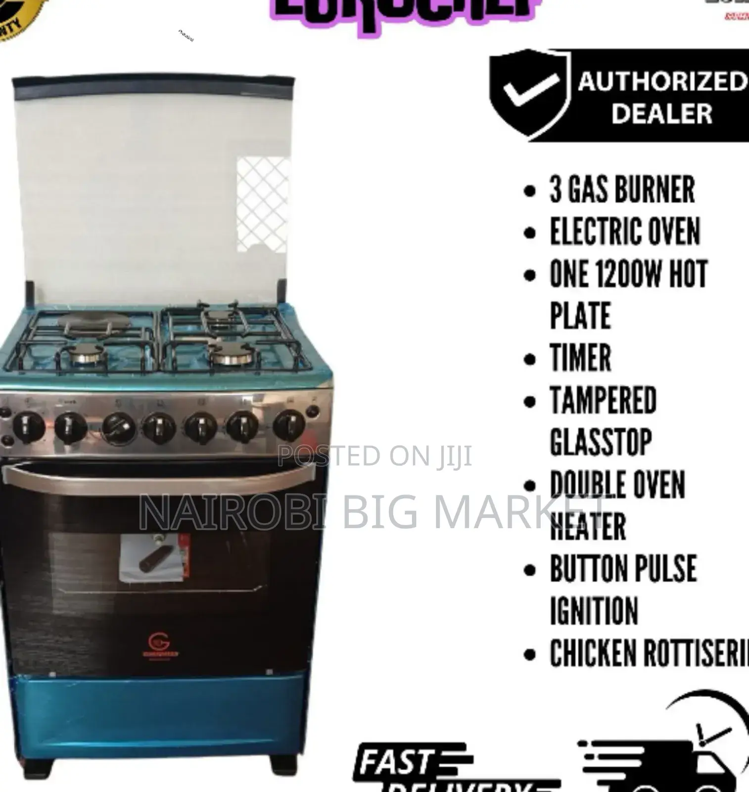 Button Pulse Auto- Ignition 3+1 Gas Cooker Uroken