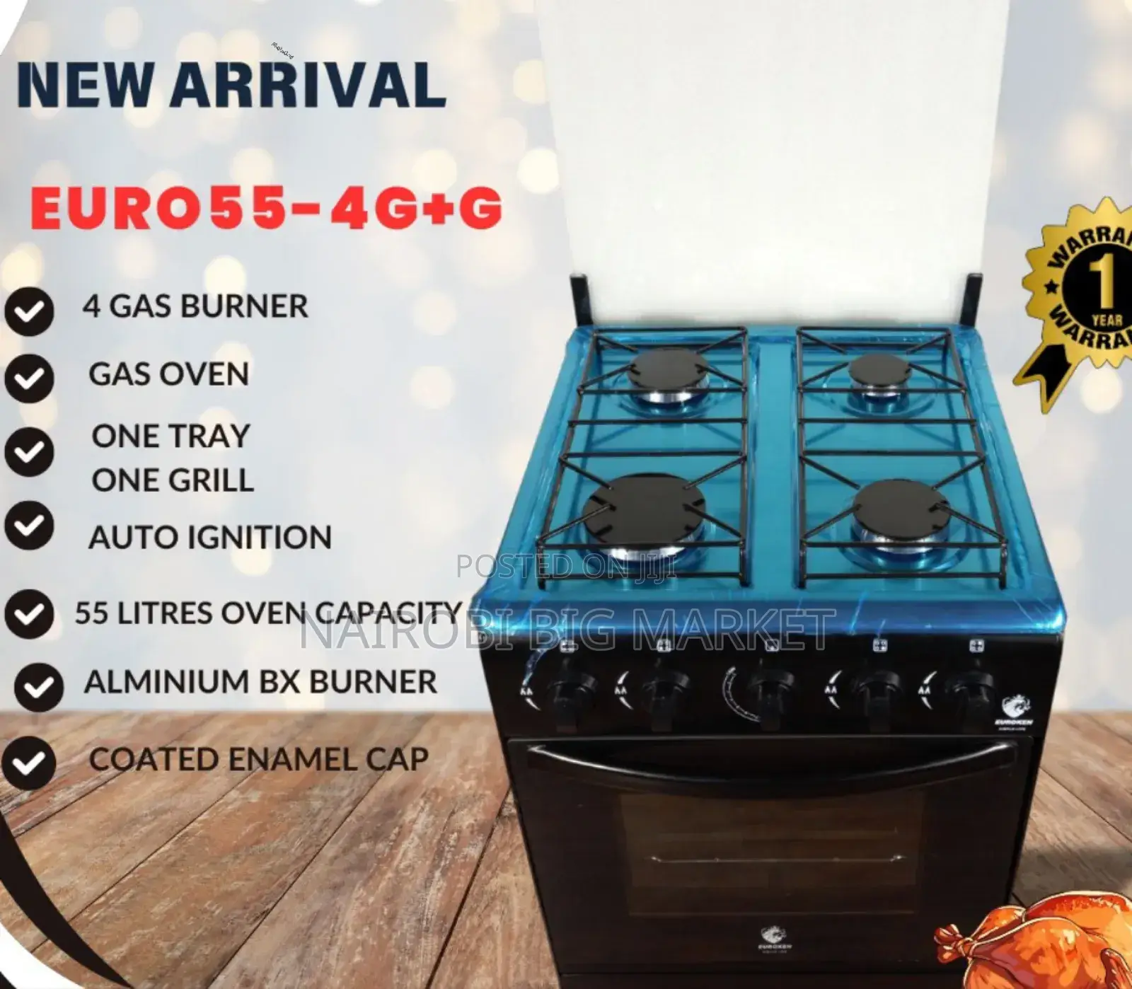 Auto -Ignition Full Gas Cooker Euroken E/9