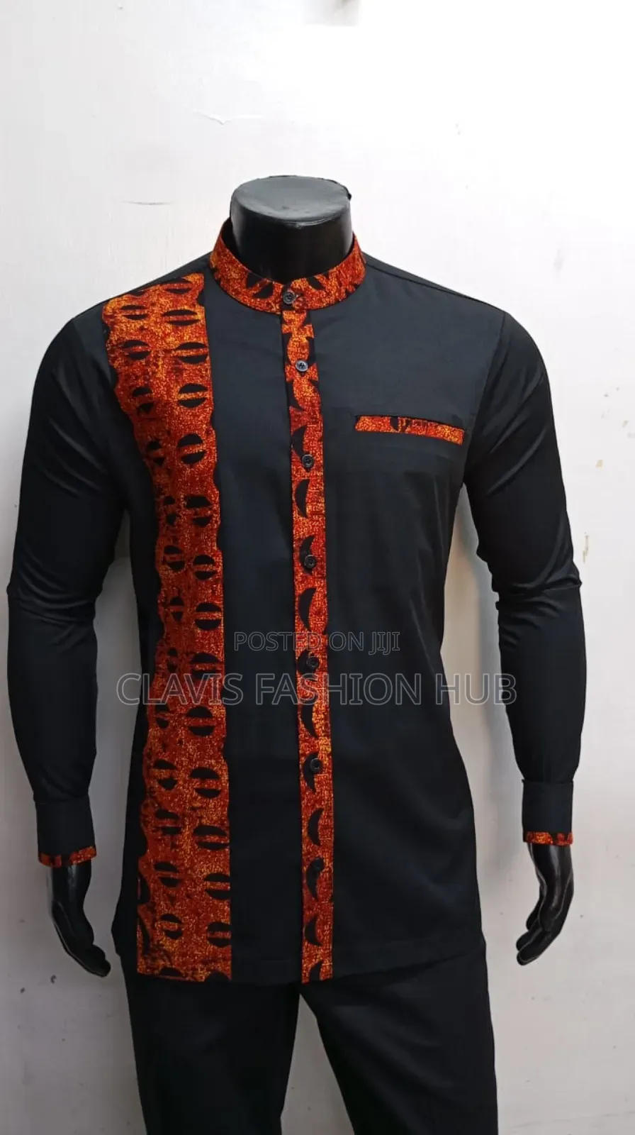 Black Kitenge Readymade Men Shirts