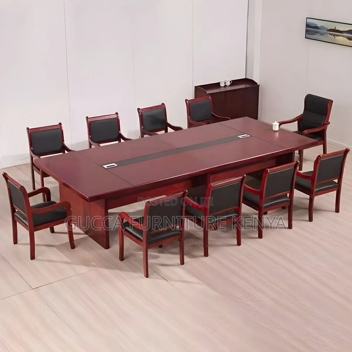 Boardroom Tables:3 Meter Traditional Red Wood Meeting Table