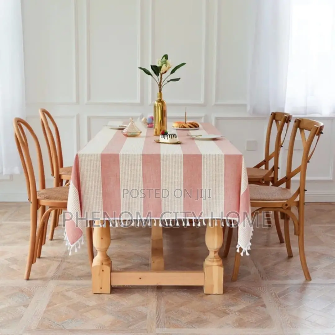 Stripped Linen Table Cloth