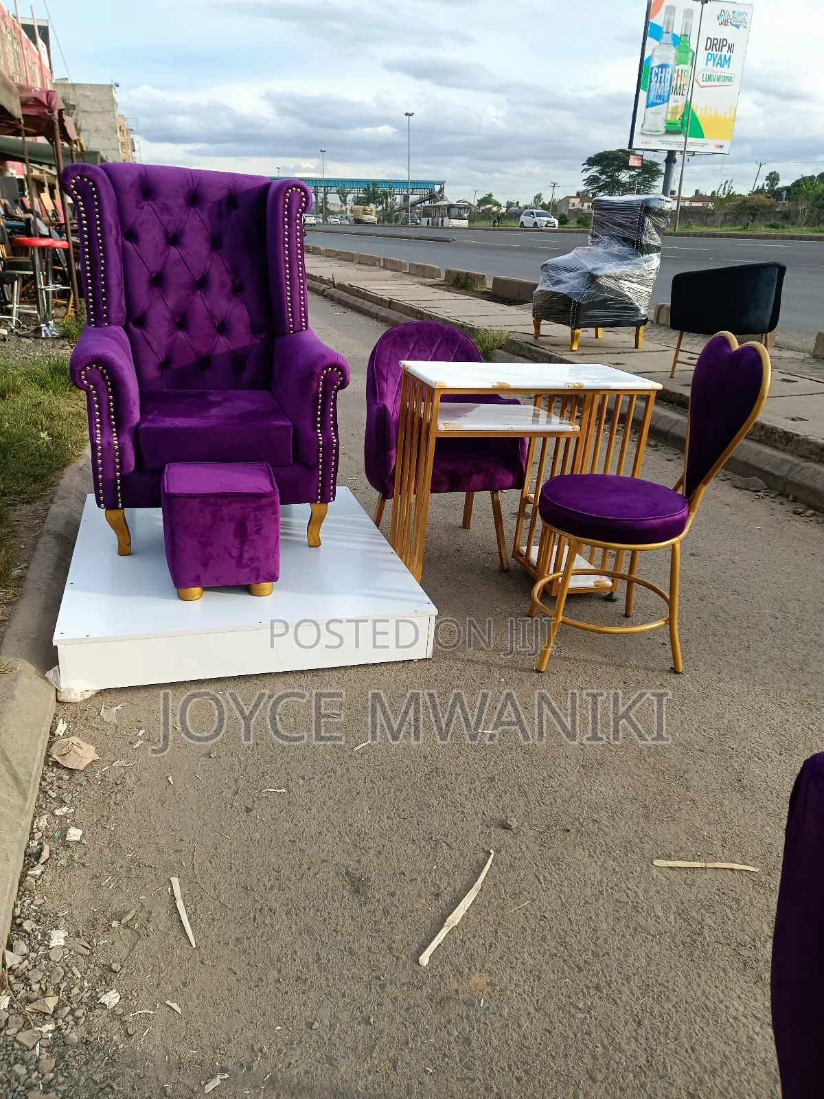 Pedicure Set, Manicure Set, Purple Dark and Gold With Podium