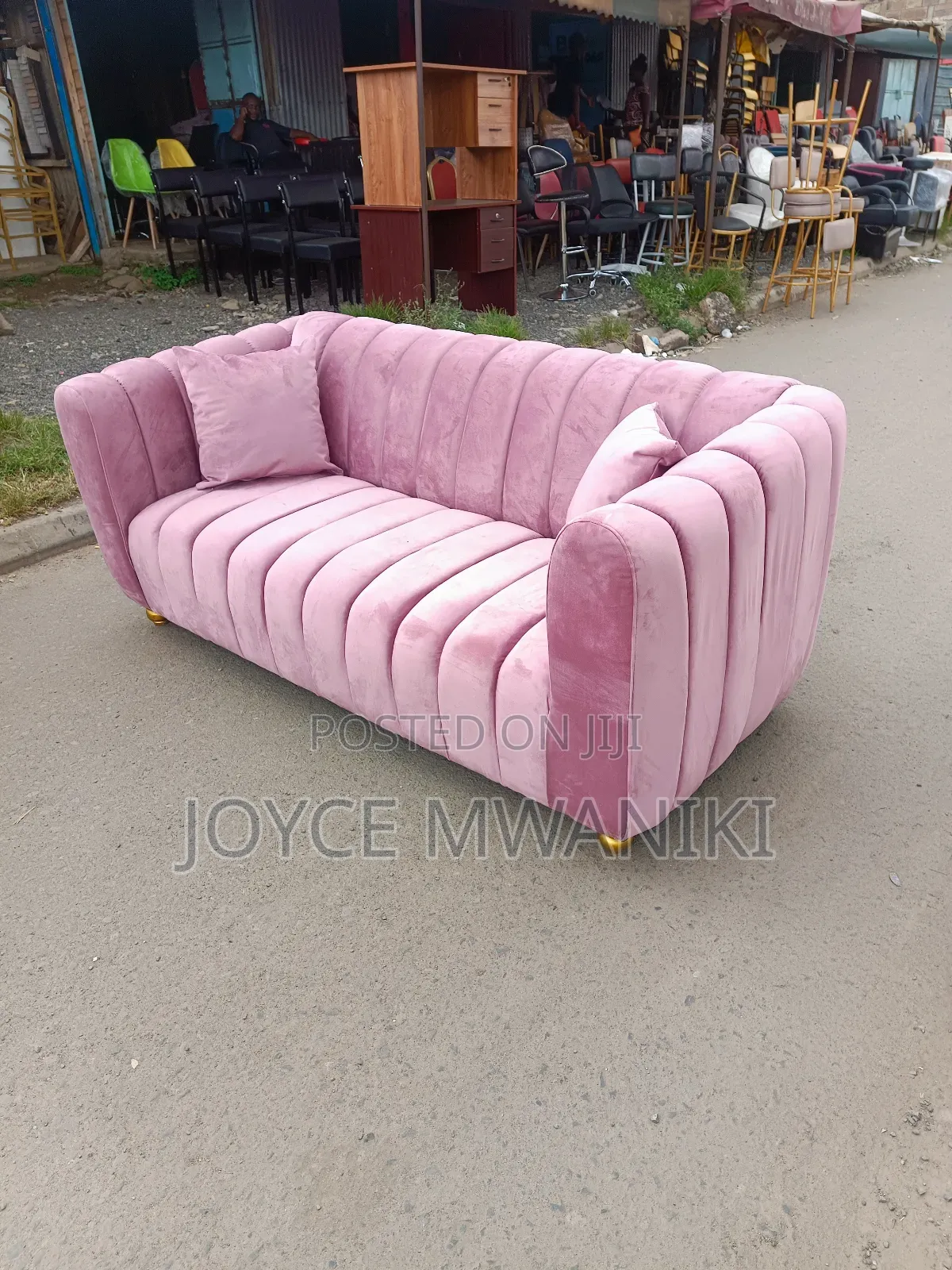 Waiting Seat for Salon or Sofa Set, Baby Pink 