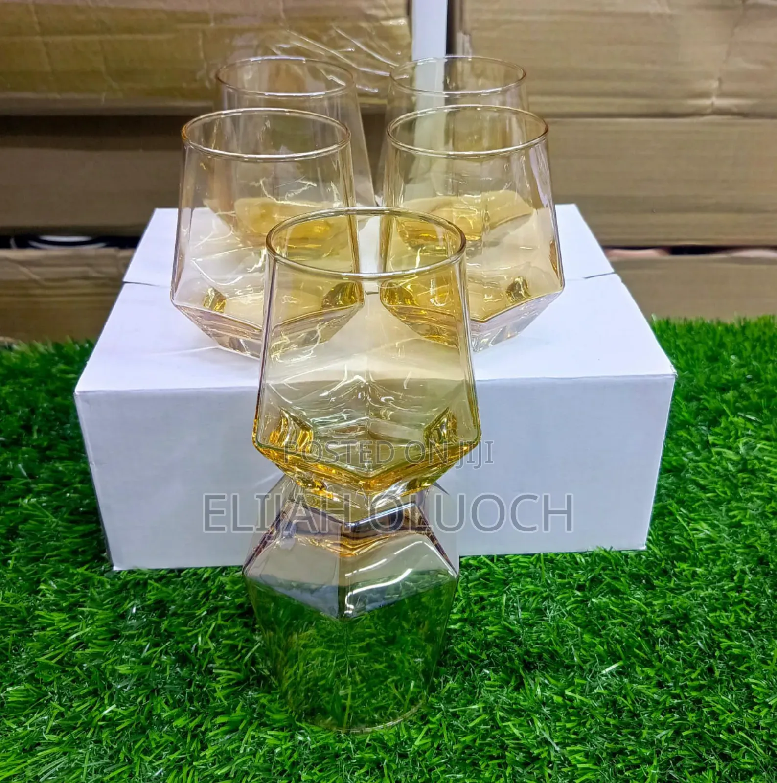 Hexagonal Geometry Luxe Drinkware Glass