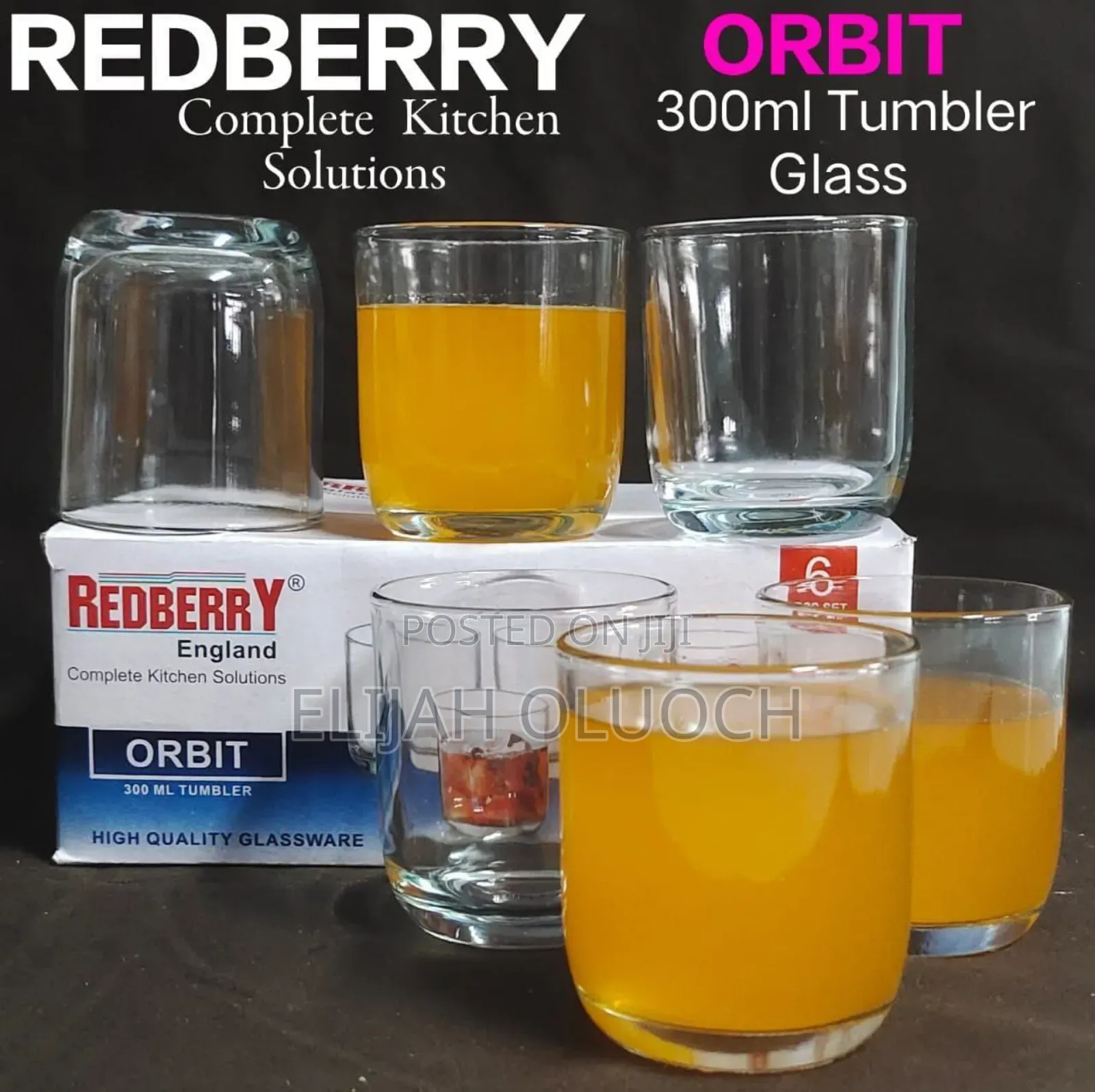 Redberry Tumbler Glass* Orbit Capacity 300ml