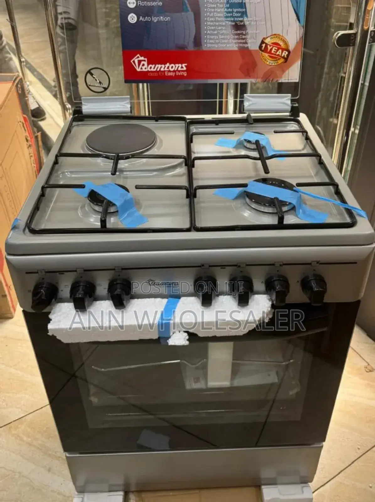New Arrivals Ramtoms 60 by 65 Gas Cooker / 3+1- Rc/706