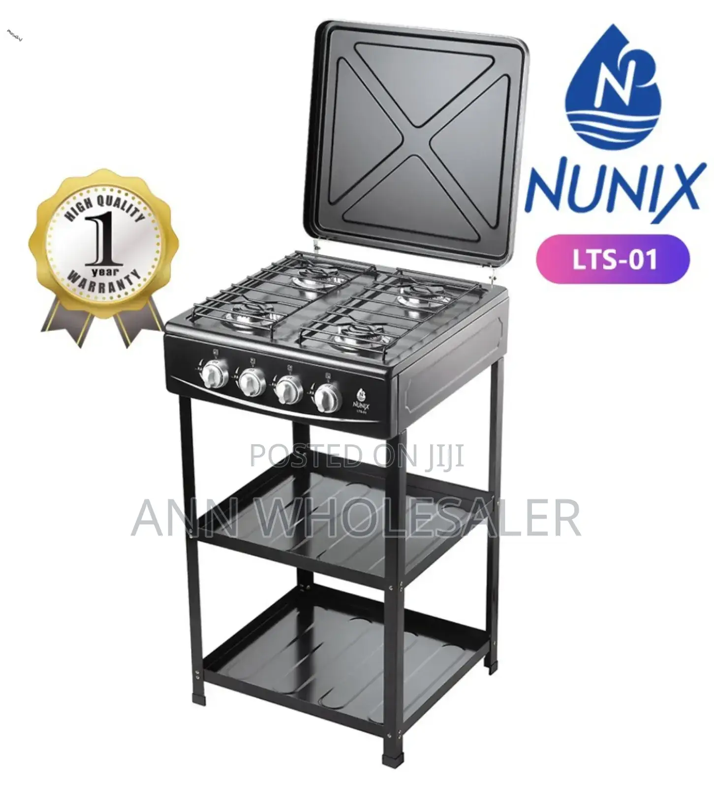 Nunix Gas Cooker With Unbreakable Lid/ 4 Full Gas Cooker