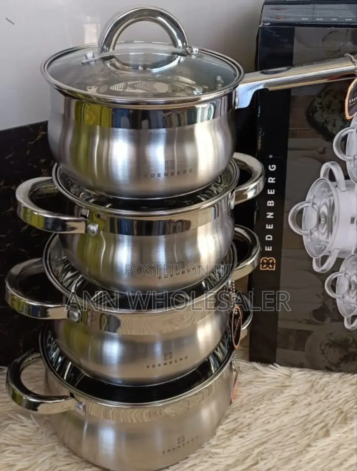 8 Pieces Edenberg Eb-3717 Stainless Steel Cookware Set
