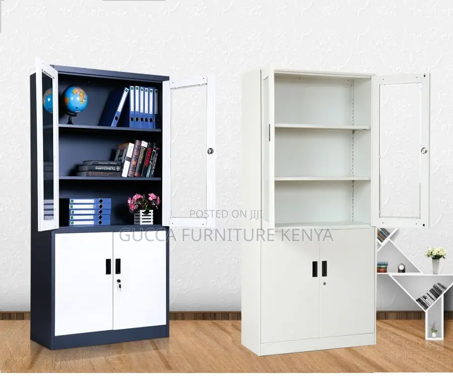 Cabinets: Office Large Storage Cabinet With 2-Glass Door