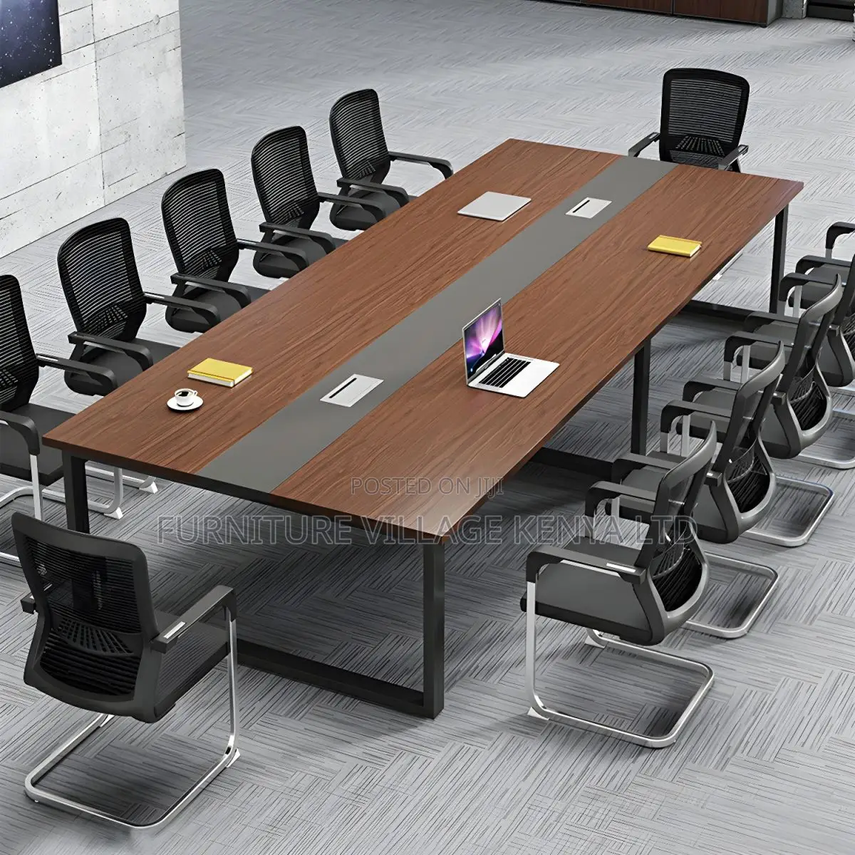 Office Tables: 2400mm Executive Brown Wood Meeting Table