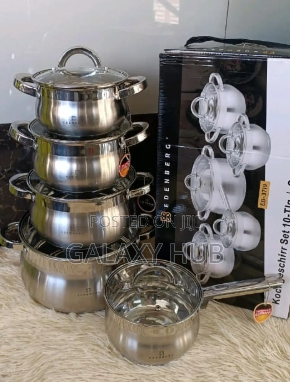 10 Pieces Edenberg Eb-3719 Stainless Steel Cookware Set