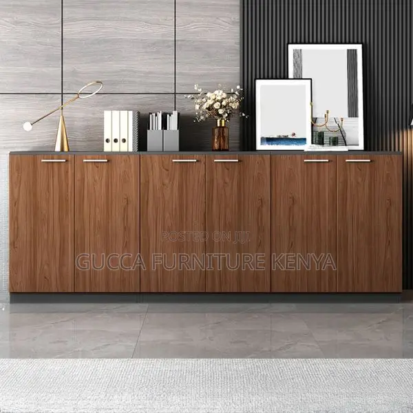 Office Cabinet: 2-Door Lockable Wooden Credenza Cabinet