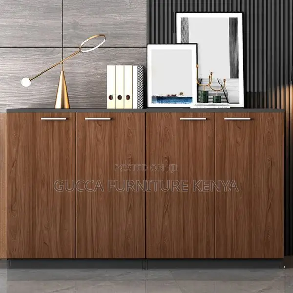 Office Cabinet: 2-Door Lockable Wooden Credenza Cabinet