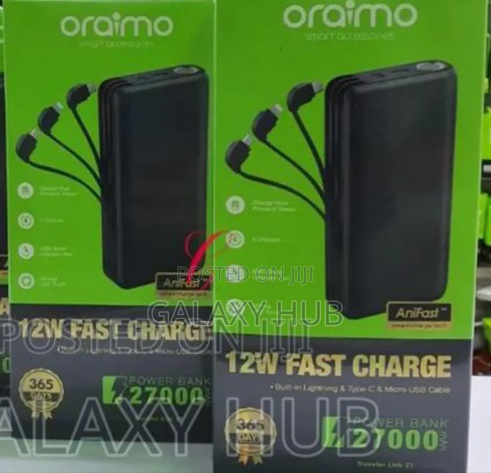 Oraimo Traveler 27000mah Power Bank With Built in Cables