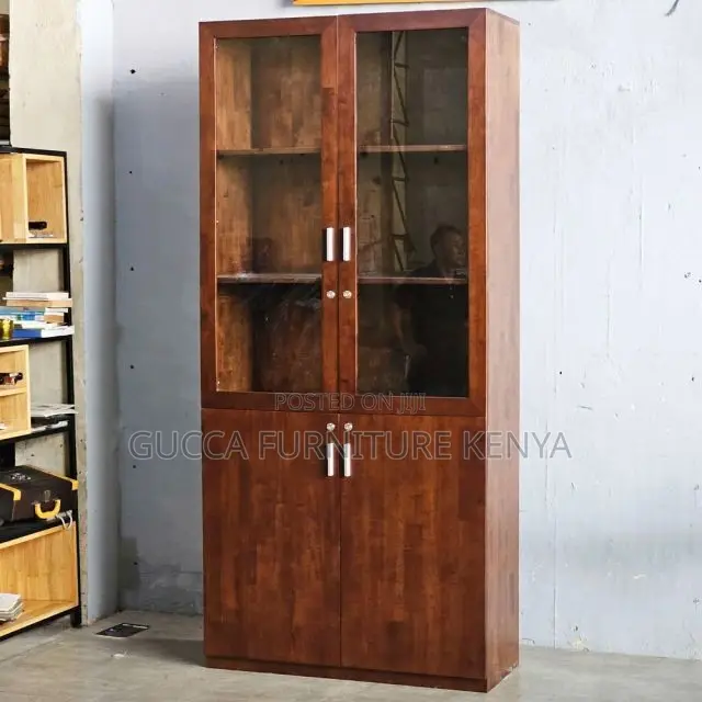 Office Cabinet:Glass Door Mahogany File Cabinet With Lock