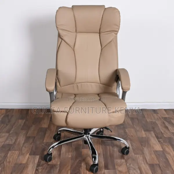 Office Chair: Swivel Executive Brown Leather Office Chair