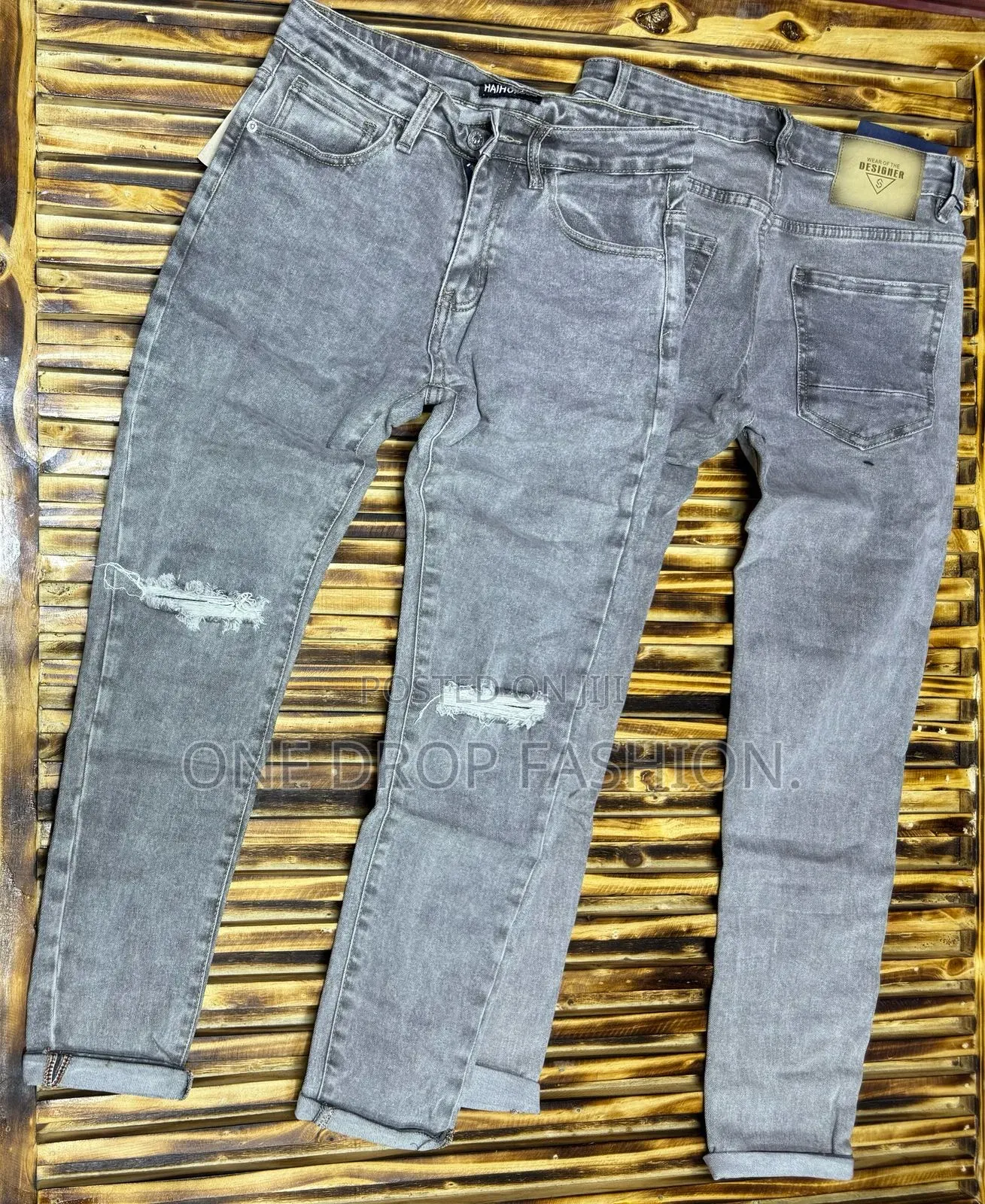 Rugged Men Blue and Grey Jeans