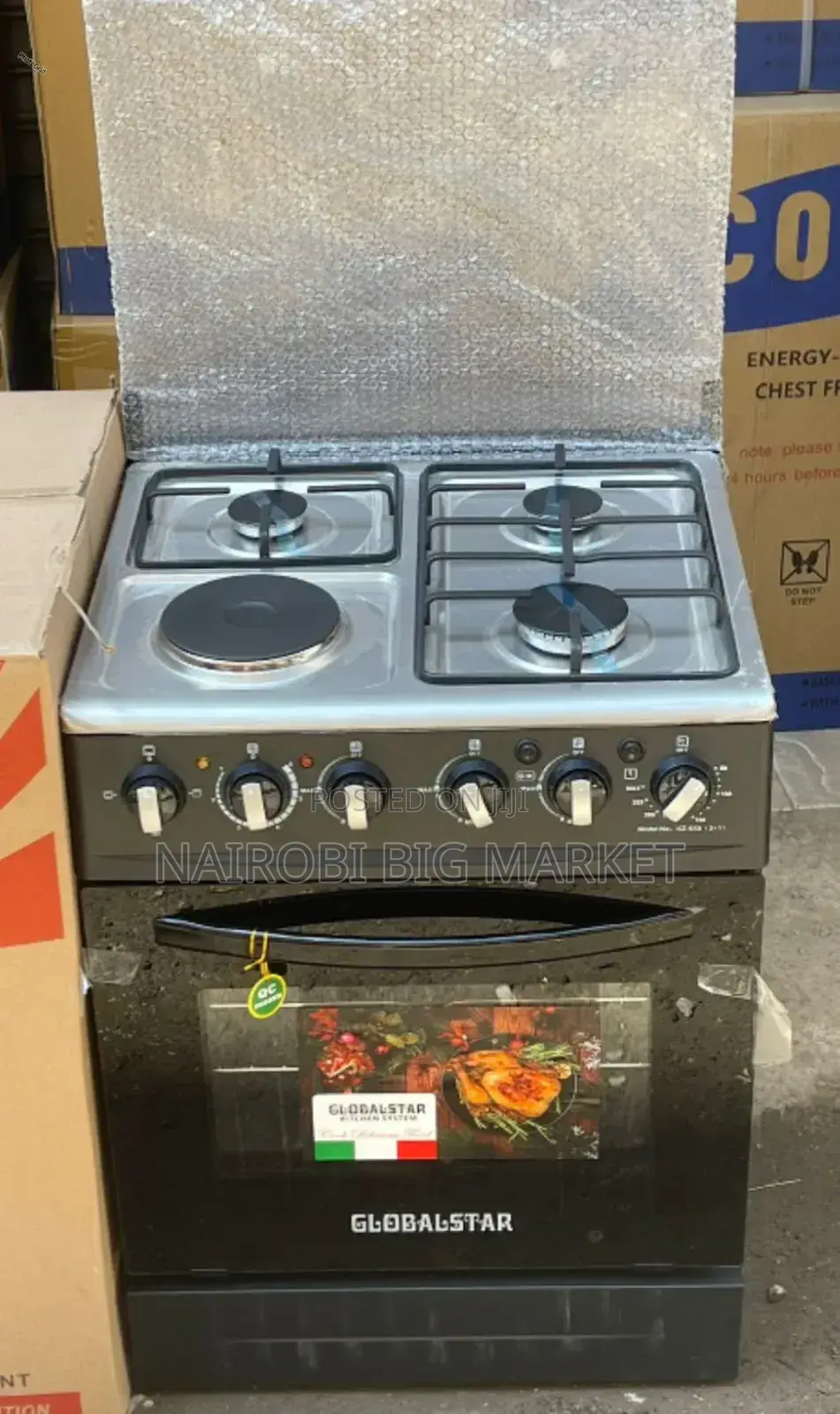 Black 60*60- Globalstar -Jet -Valve -3+1 -Standing- Cooker