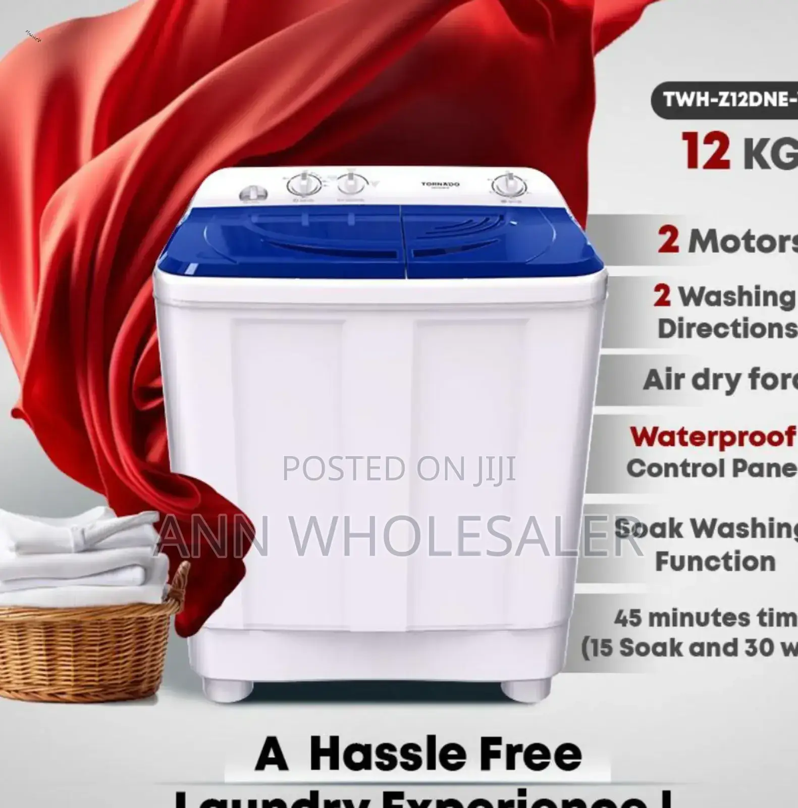 Tornado 12kg Twin Tub Washing Machine