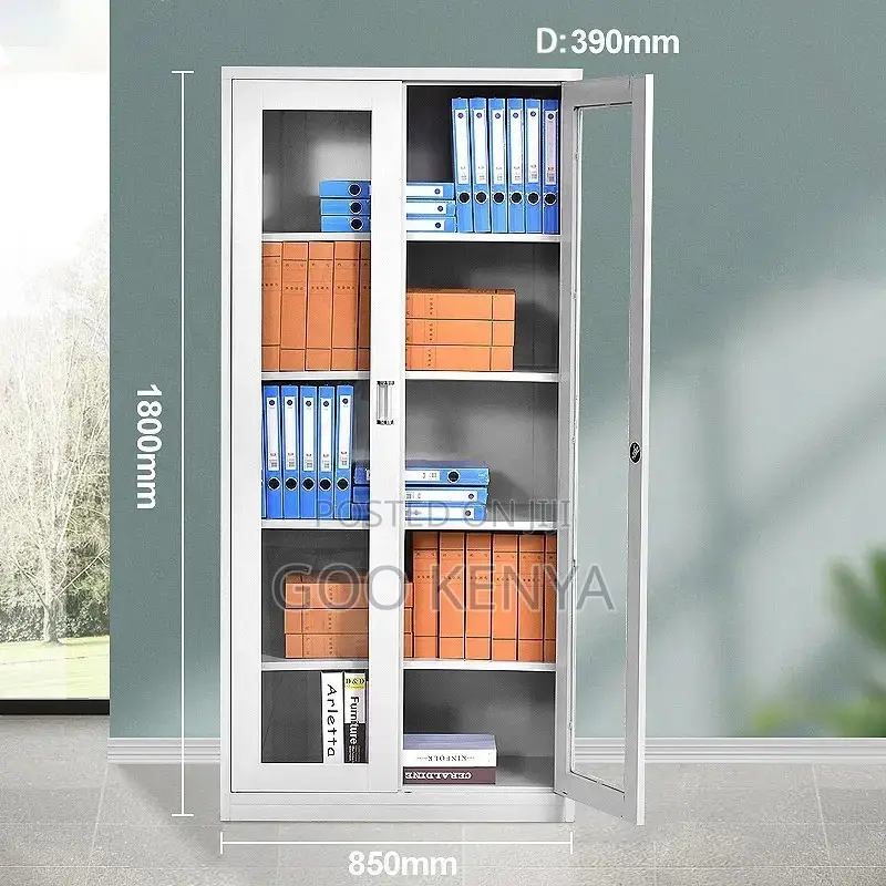 Office Cabinet ; Two Door Full-Glas Metallic Office Cabinet