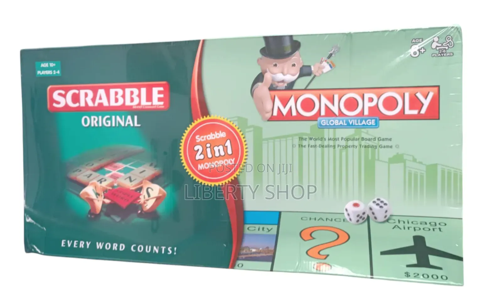 Original 2 in 1 Scrabble and Monopoly Board Game