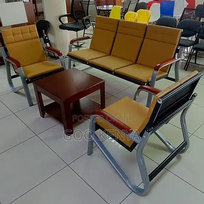 Office Sofa ; 5-Seater Brown Reception Office Sofa