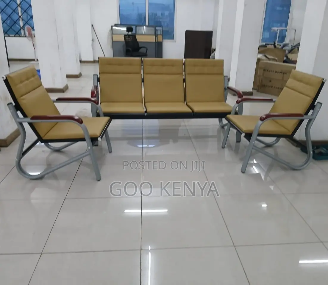 Office Sofa ; 5-Seater Brown Reception Office Sofa
