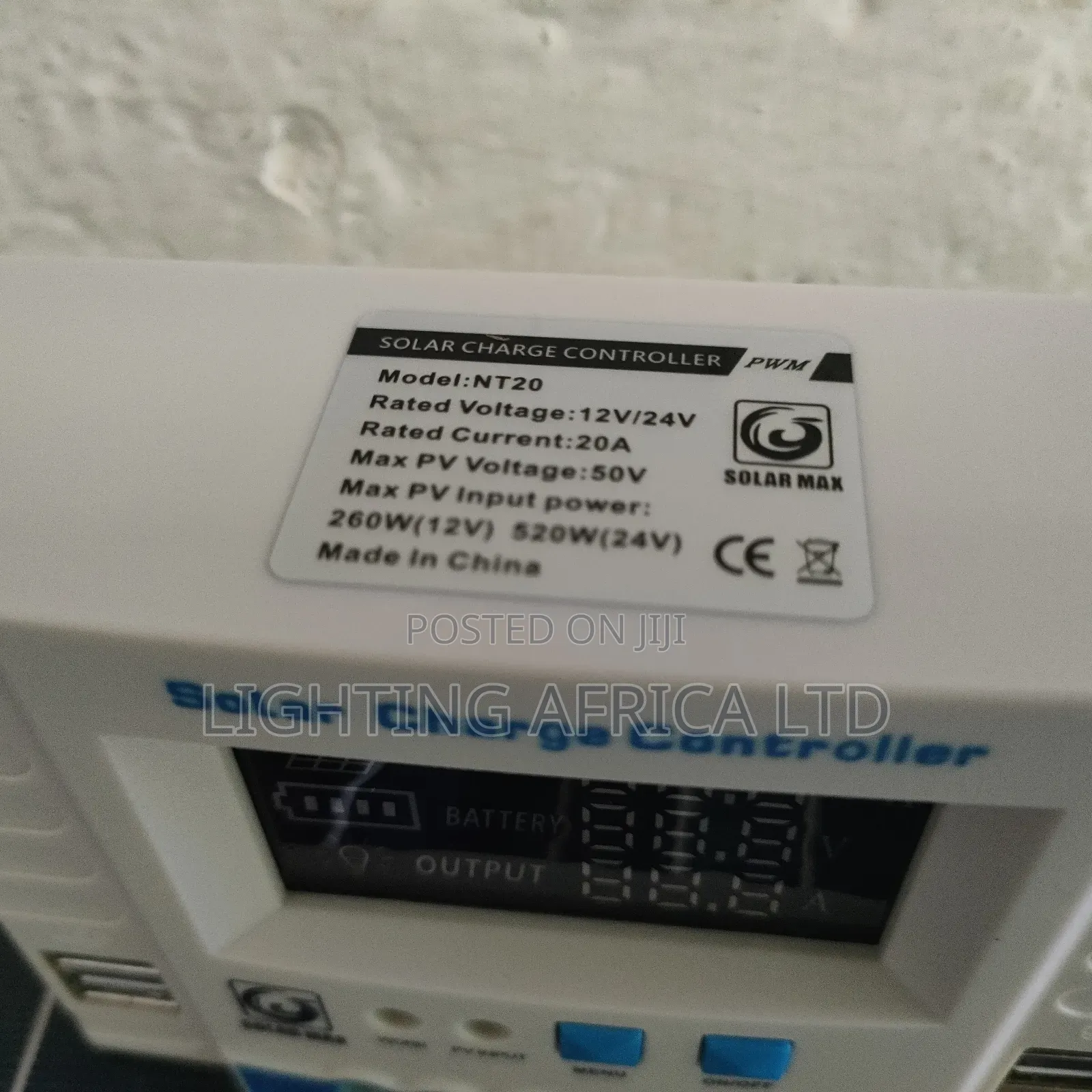 20a Solar Digital Charge Controller 260w(12v) to 520w(24v)