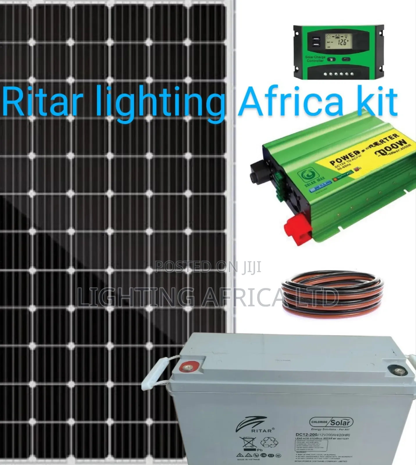 500w Home Solar Kit Complete With 200ah Ritar Heavy Duty