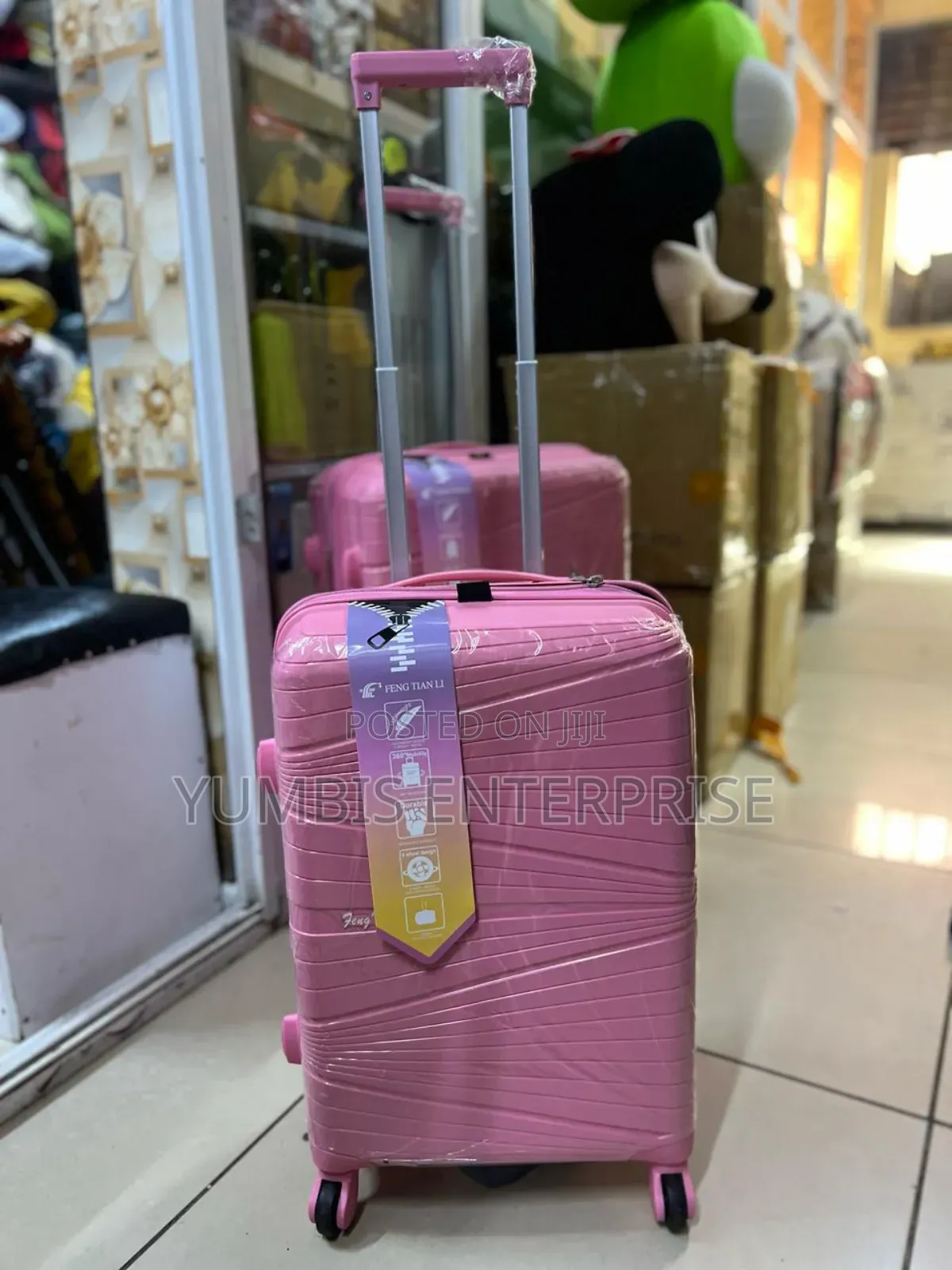 Hot Pink Rubber Suitcase Small 56cm Height