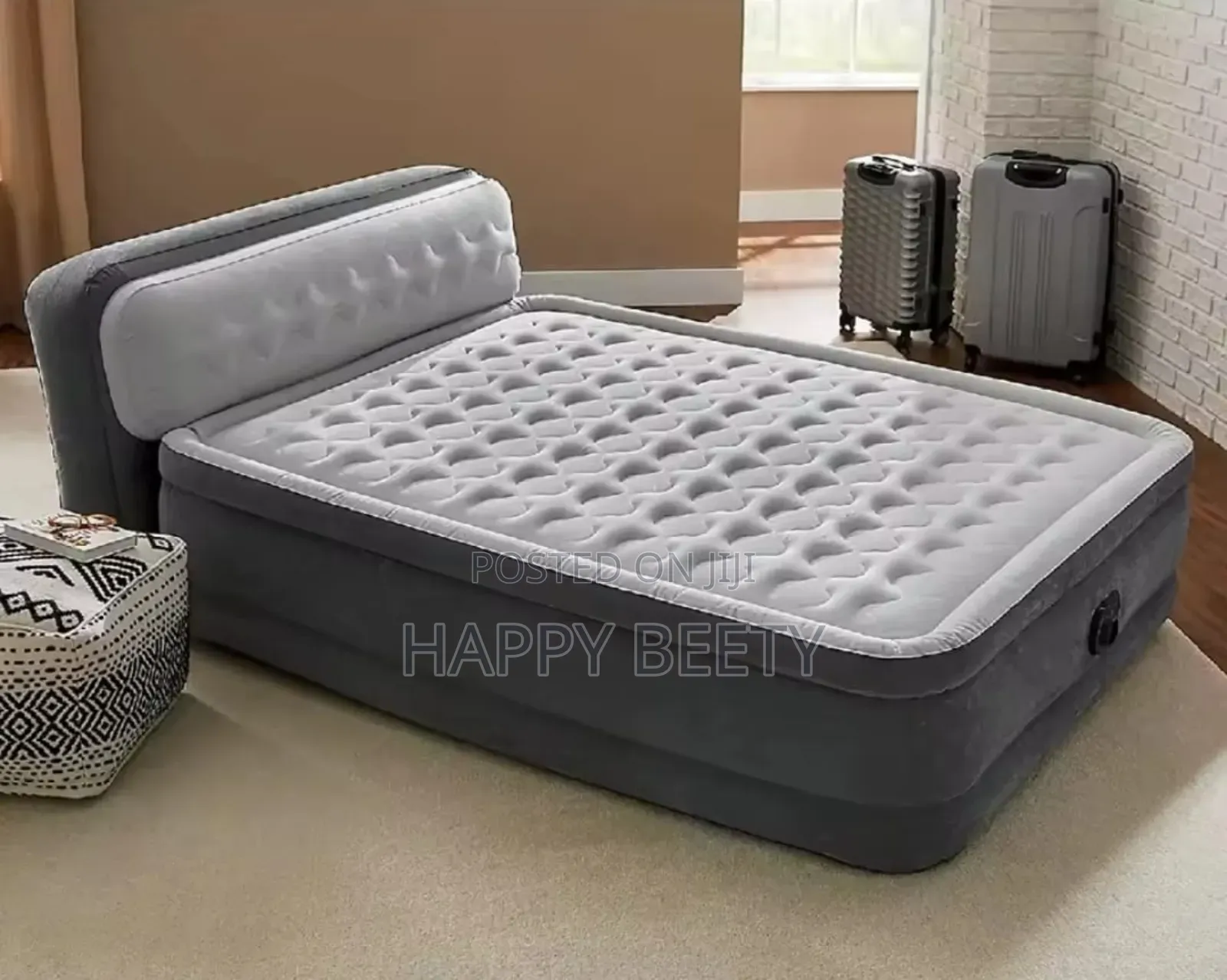 Intex Dura Beam Airbed , Electric Pump And Plush Headboard