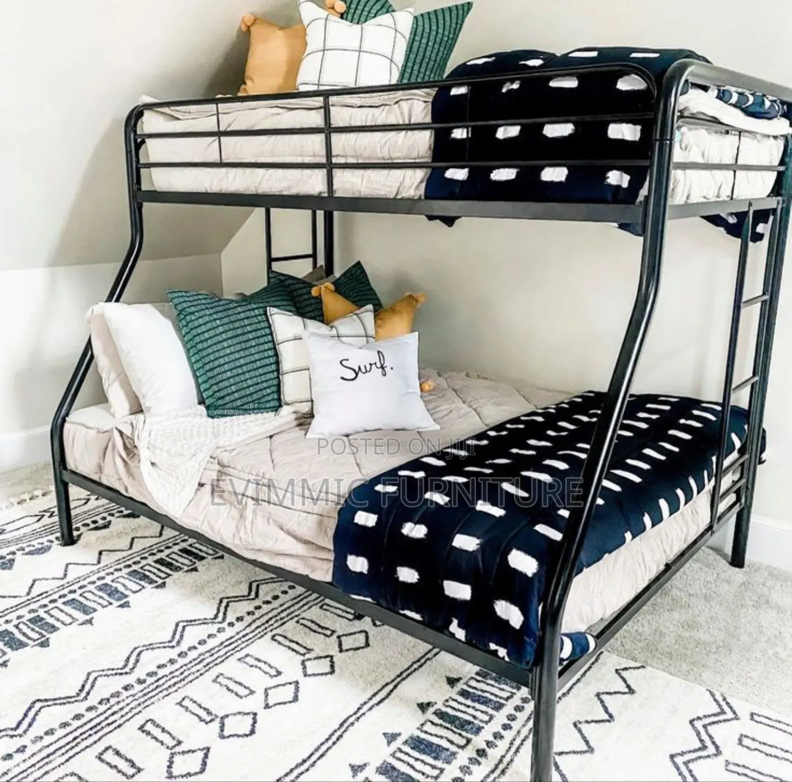 Geometric Steel Metal Bunk Bed 31⁄2/4x6