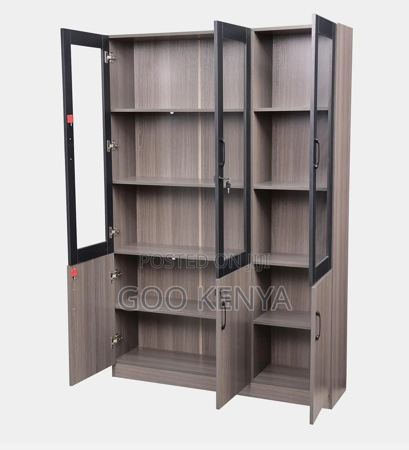 Office Cabinet 3 Door Book Case in Brown Color