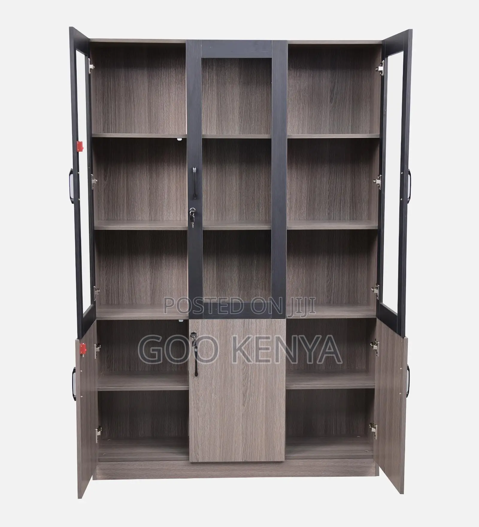 Office Cabinet 3 Door Book Case in Brown Color