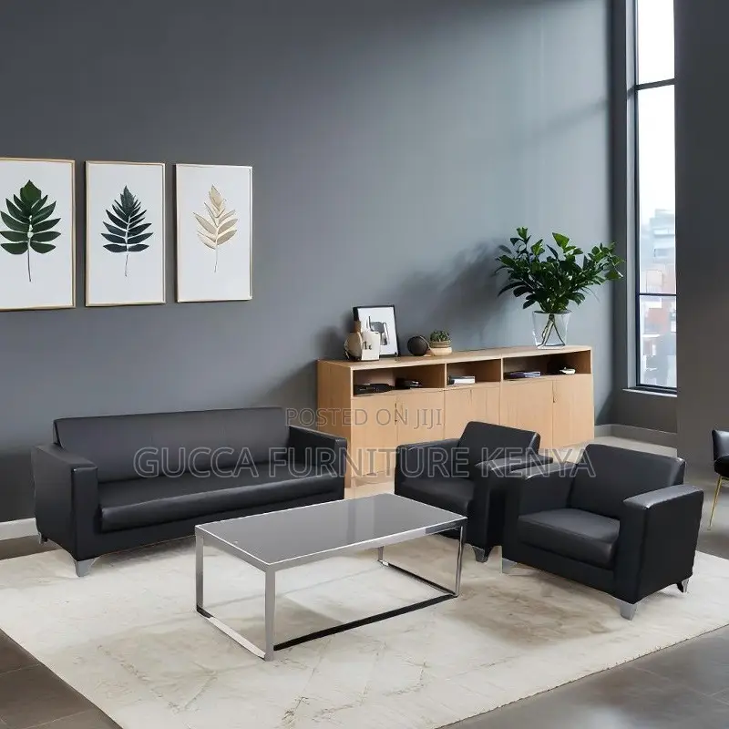 Office Sofa: Lobby Multi-Seater Modern Simple Leather Sofa