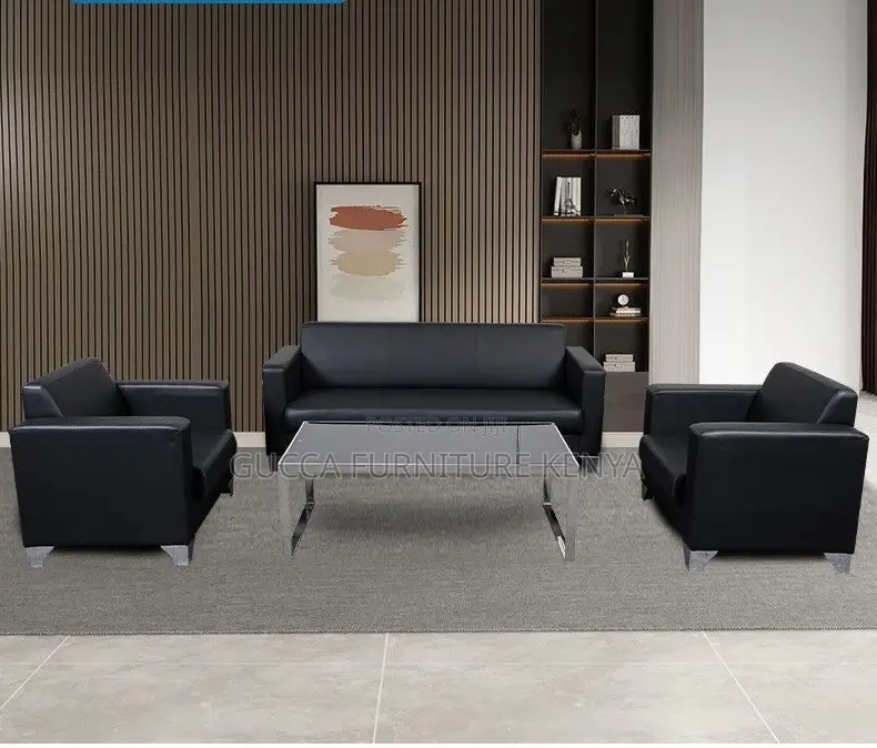 Office Sofa: Lobby Multi-Seater Modern Simple Leather Sofa