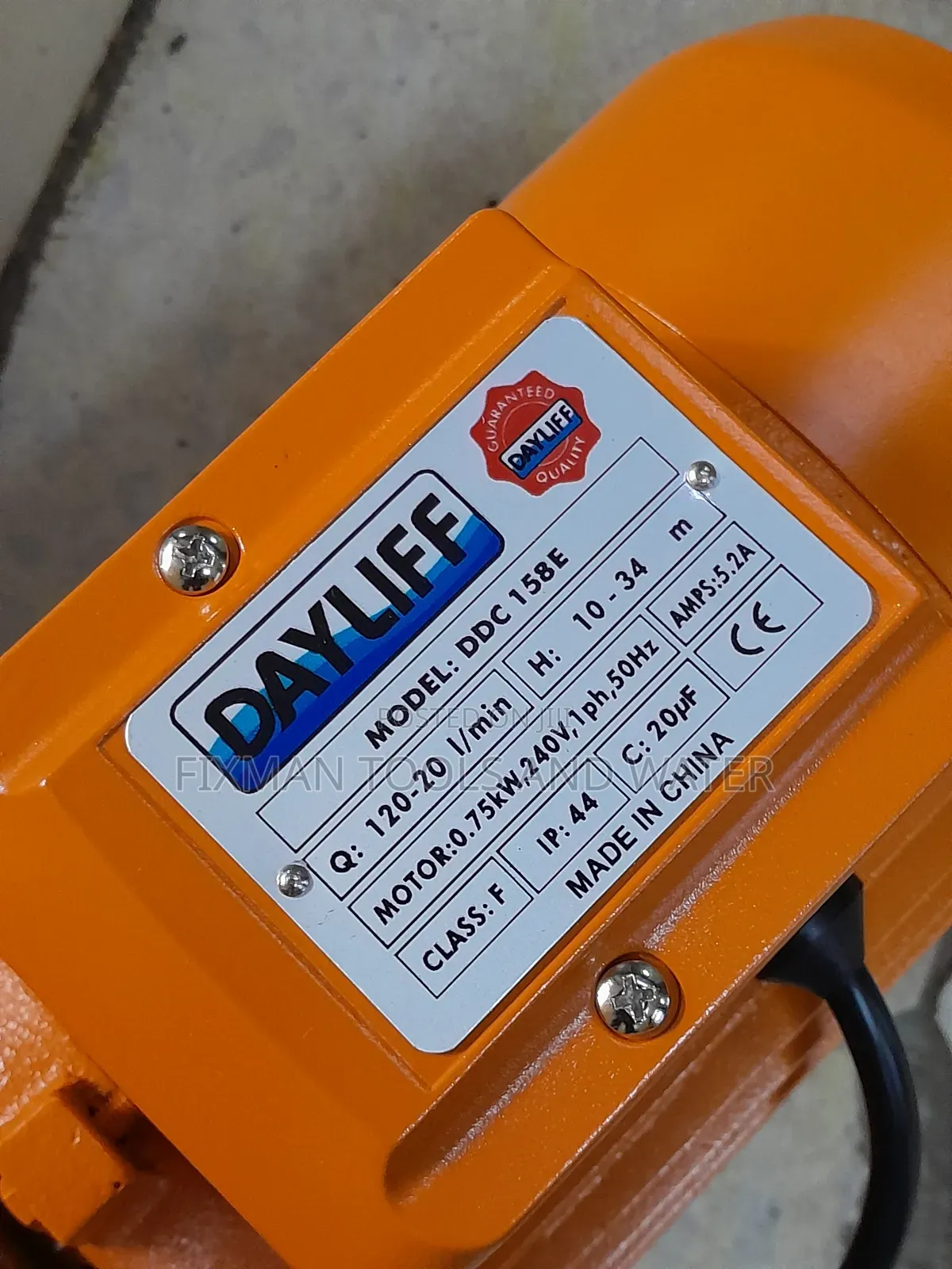 Top Lift Dayliff Centrifugal Water Pump 1hp 32m Head 120 L/M