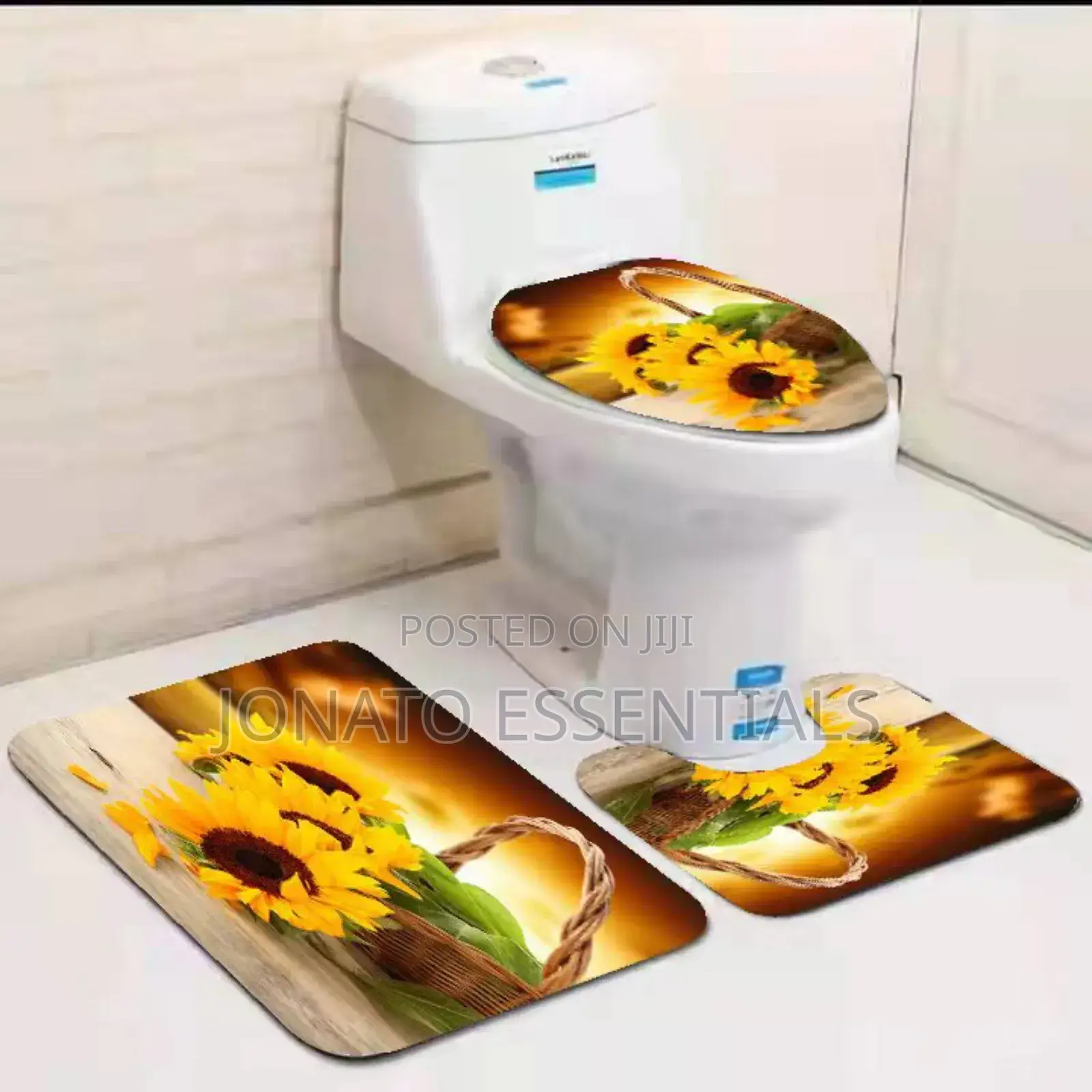 3-Piece Bath Mat, Toilet Seat Cover Contour Rug