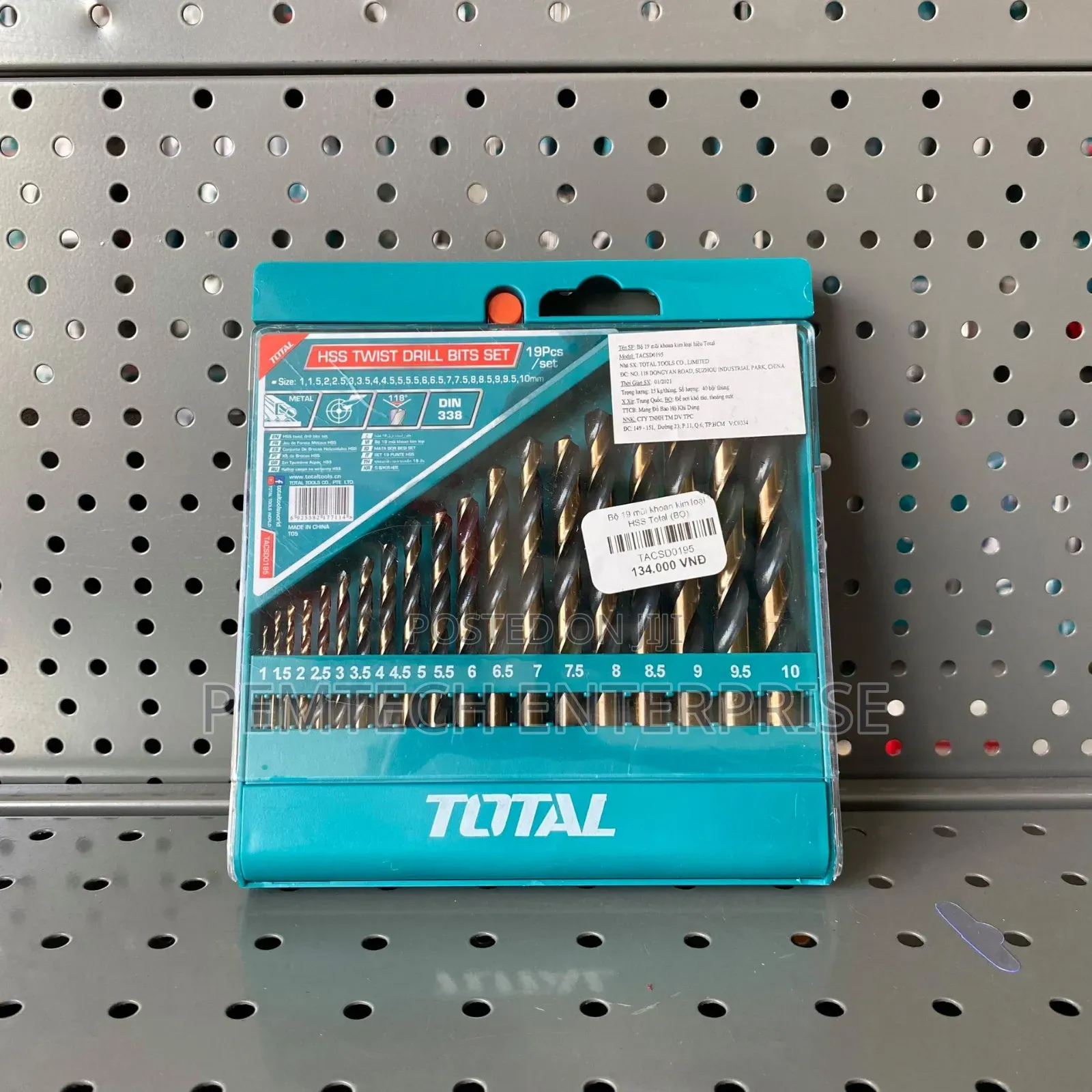Total 19-Piece HSS Metal Drill Bit Set 1-10mm Tacsd0195