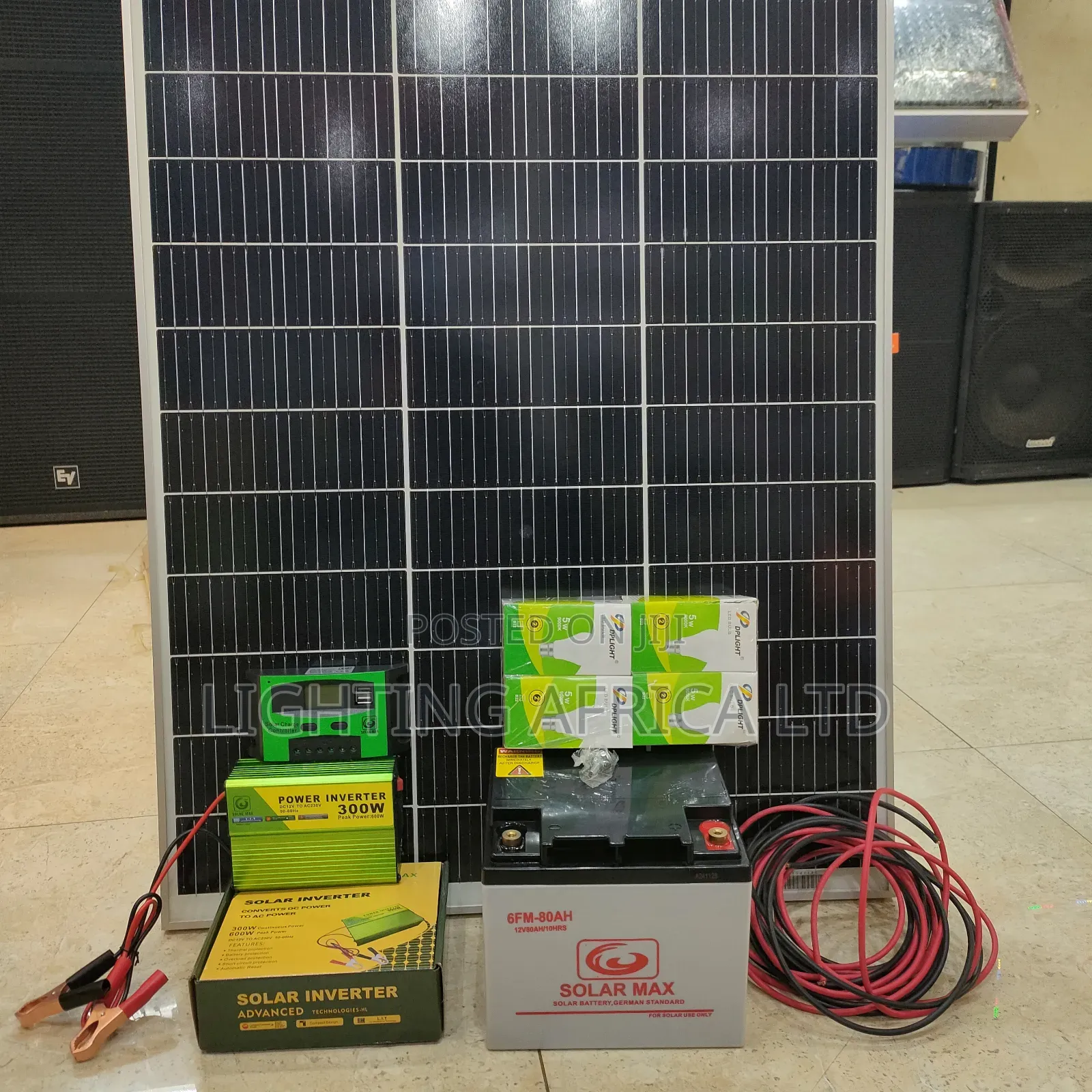 100w Home Lighting and Phone Charging Complete Solar Kit
