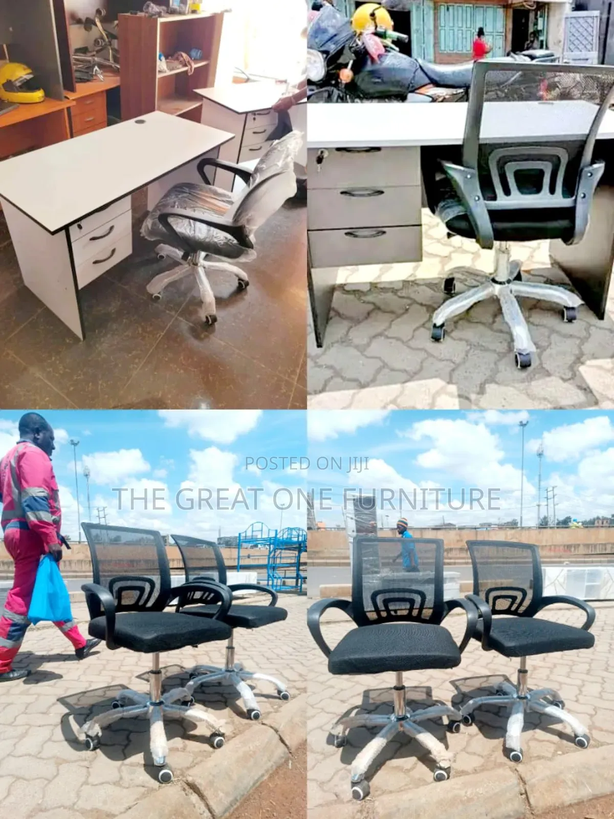 Lockable 1m Office Desk With Mesh Office Chair Tx5rd