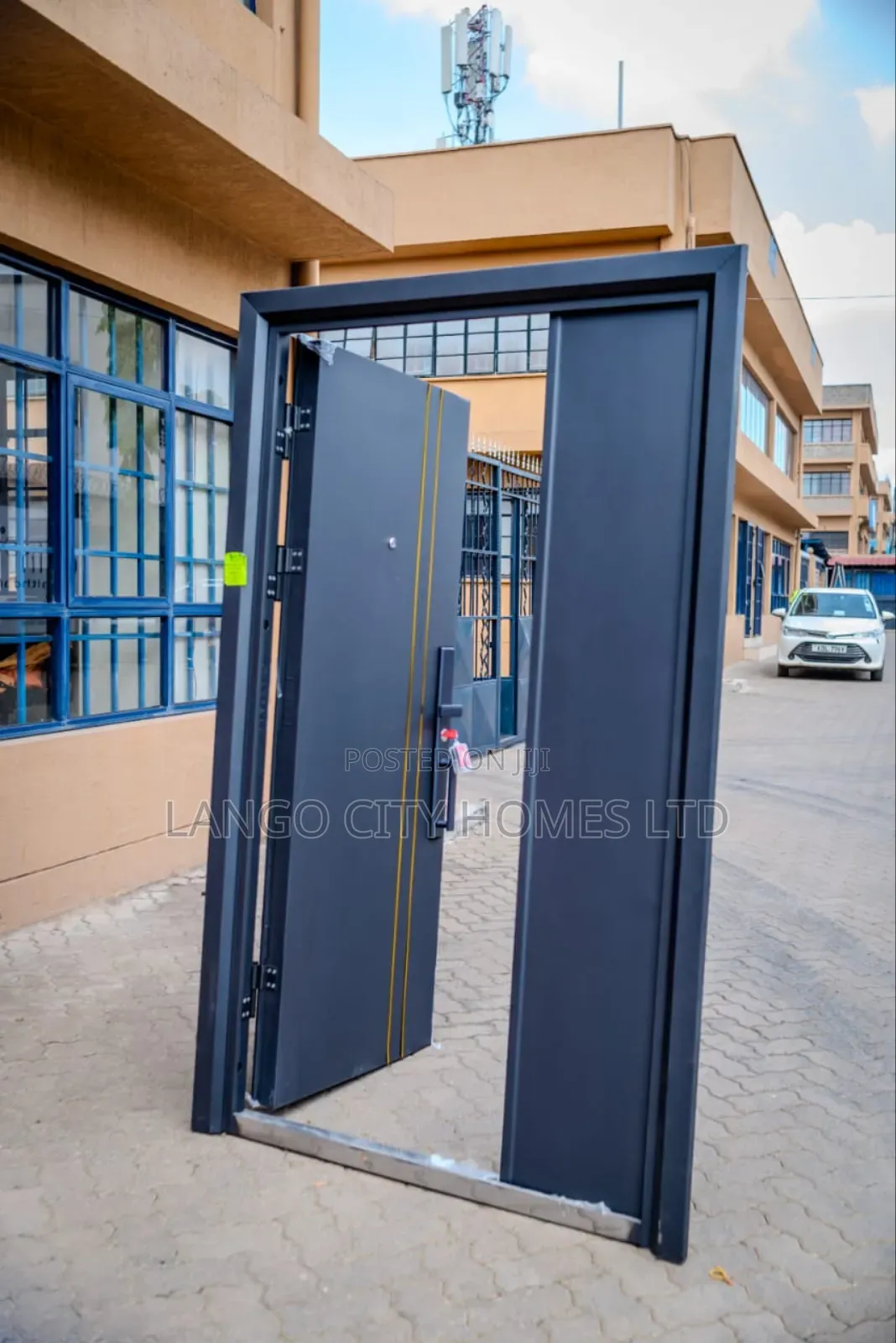 Mettalic Imported Doors Grey With Gold Accessories