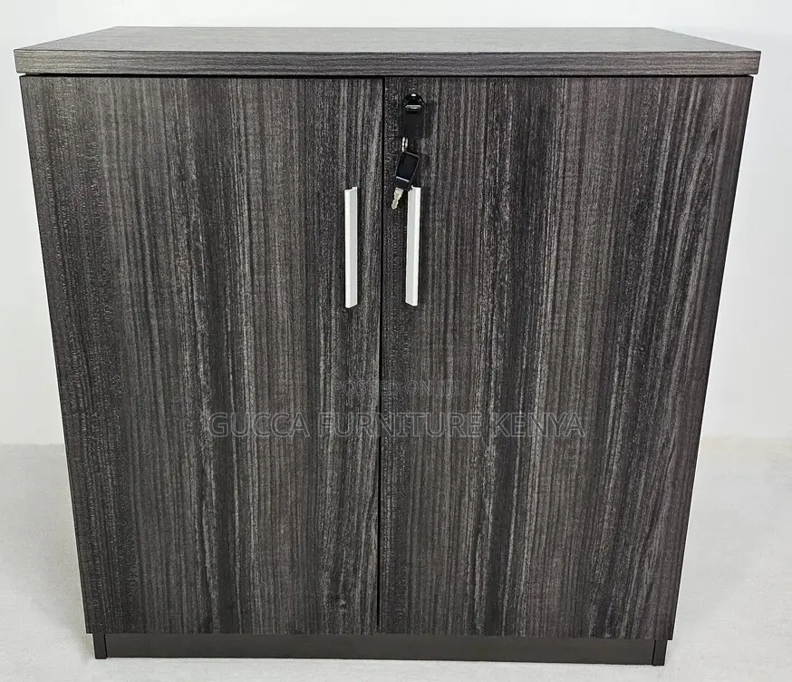 Cabinets:Wide Two Door Grey Oak Executive Office Cupboard
