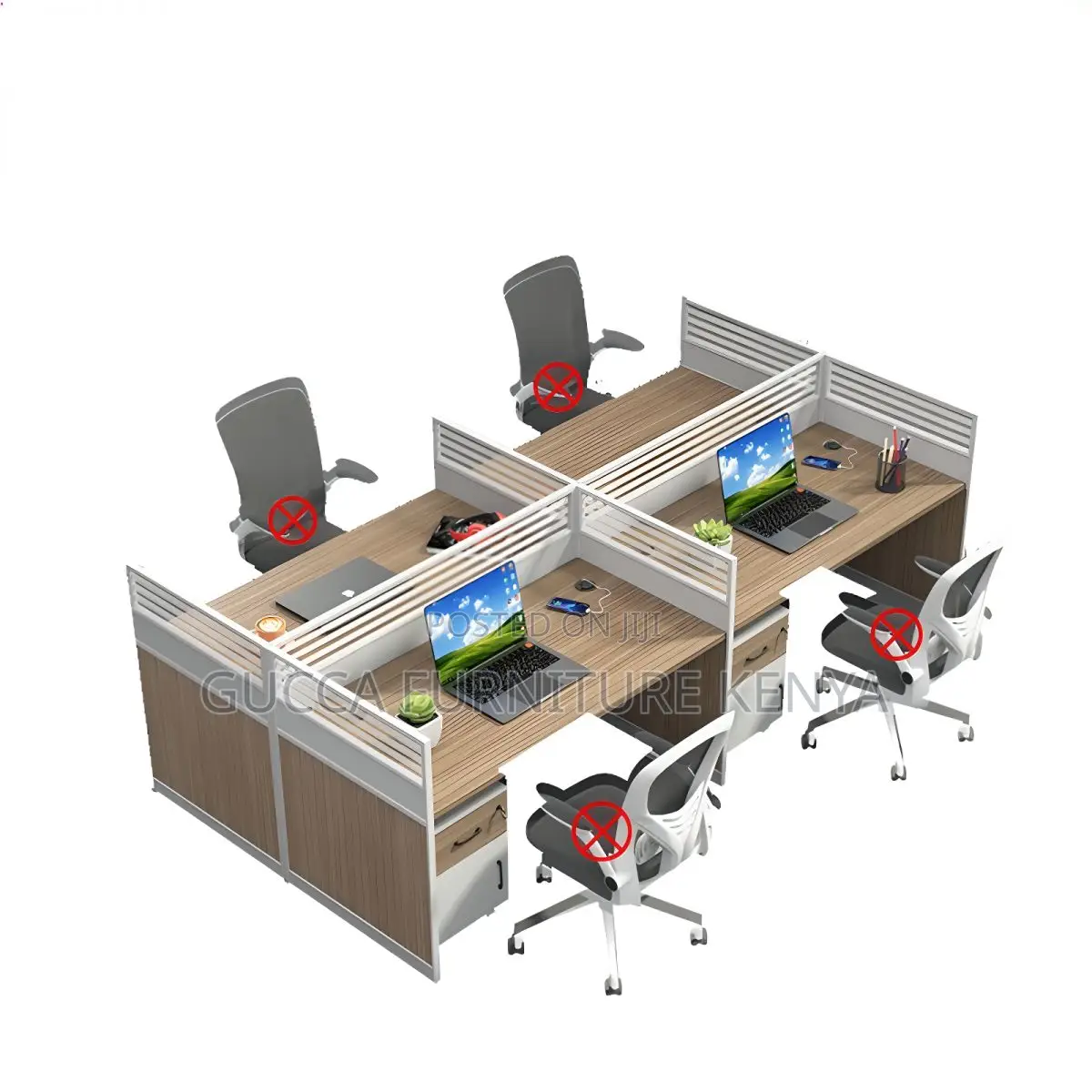 Workstation: Spacious Office Workstation for 4-People