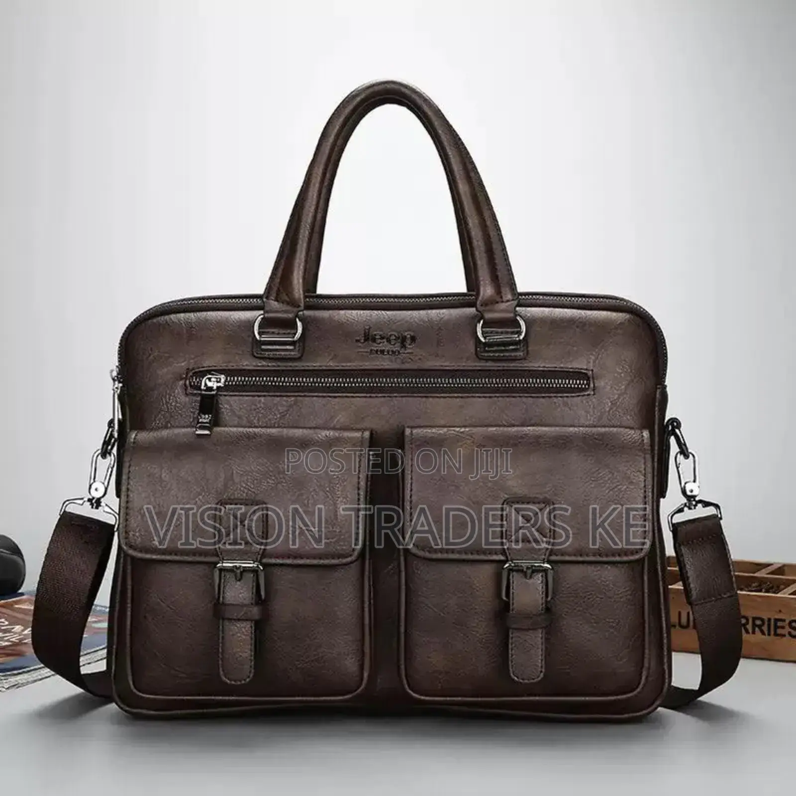 Jeep Baluo Double Pockets Laptop Bag -Coffee