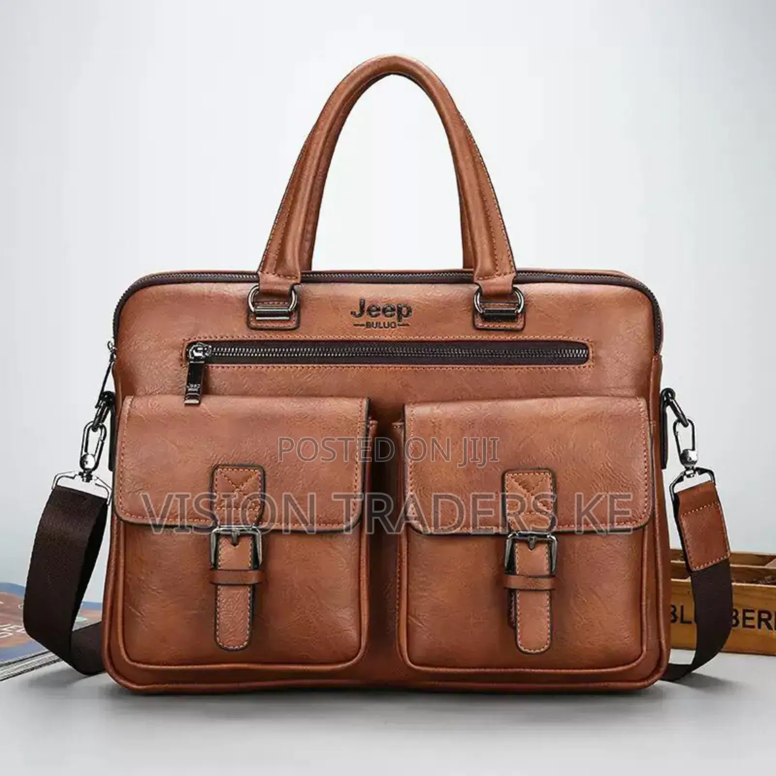 Jeep Baluo Double Pockets Laptop Bag -Light Brown